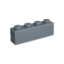 Brick 1x4 modifiziert mit 4 Noppen an einer Seite light grey 30 Stück