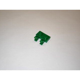 Plate 1x2 modifiziert mit 2 Clips horizontal dark green 50 Stück